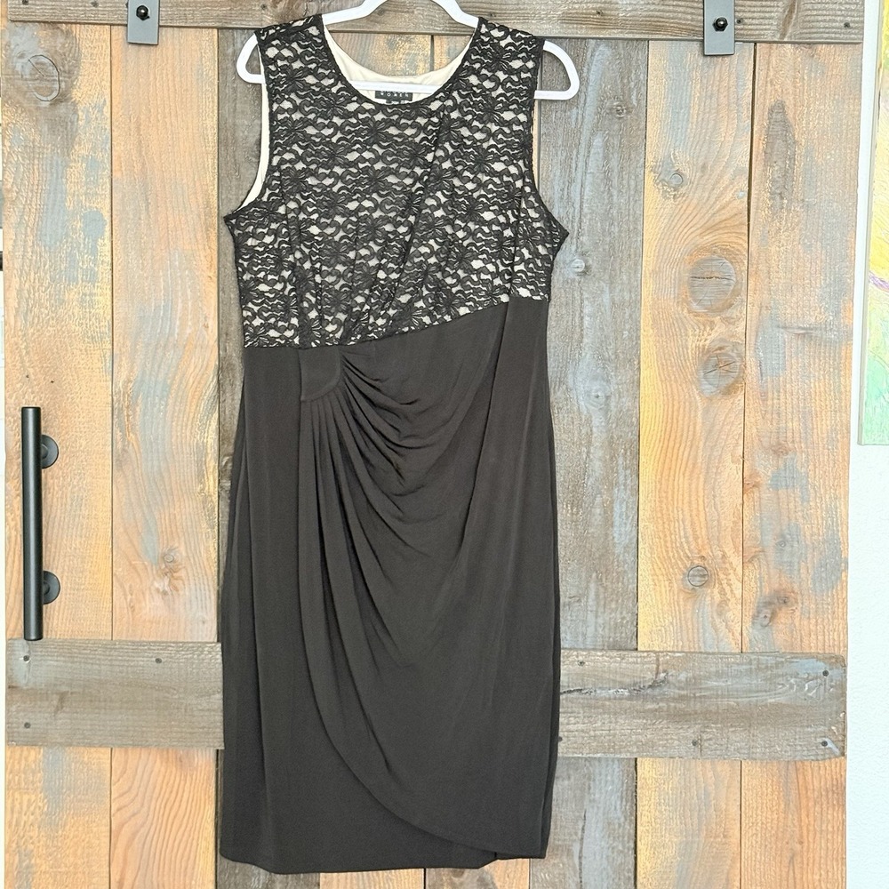 Enfocus Women Size 20W Black Floral Lace Sleeveless Dress Gown Bodycon Plus Size